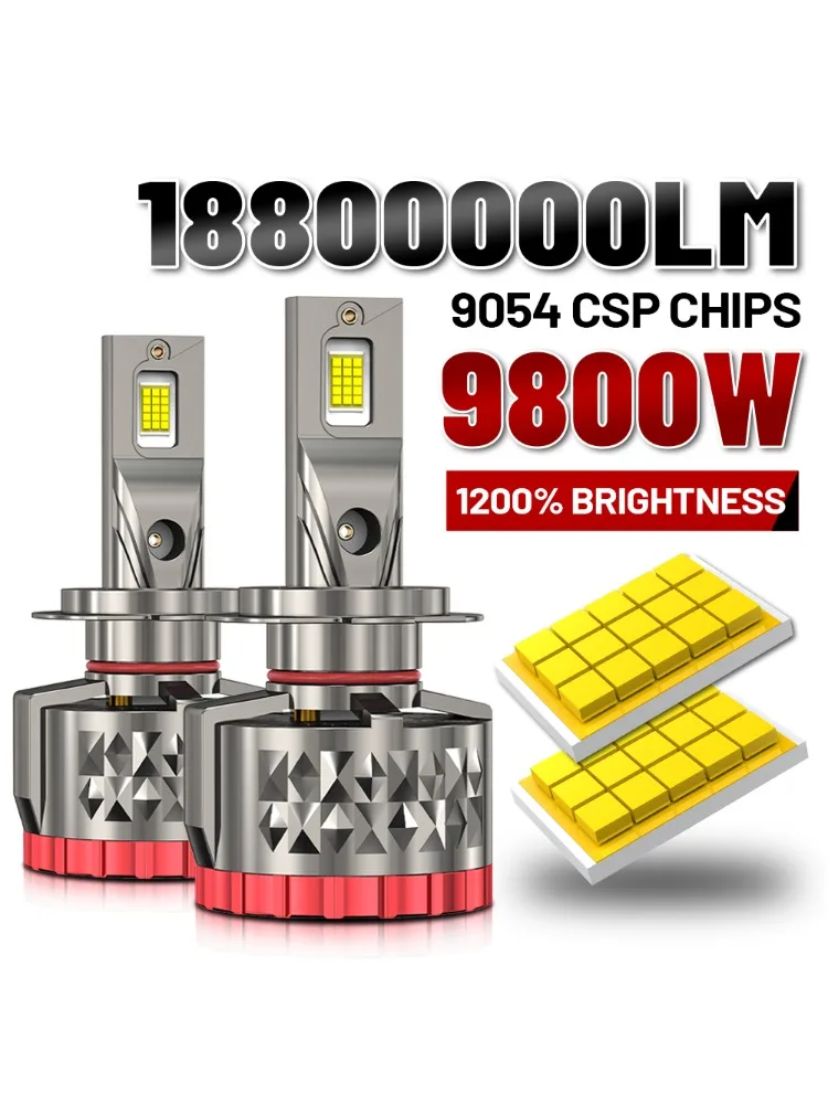 Phares LED H4 H7 9800W 18800000LM, lampes de voiture LED Canbus H11 H8 H9 9005 9006 HB3 HB4 9012 HIR2, lampe turbo 6000K, éclairage de voiture 12V