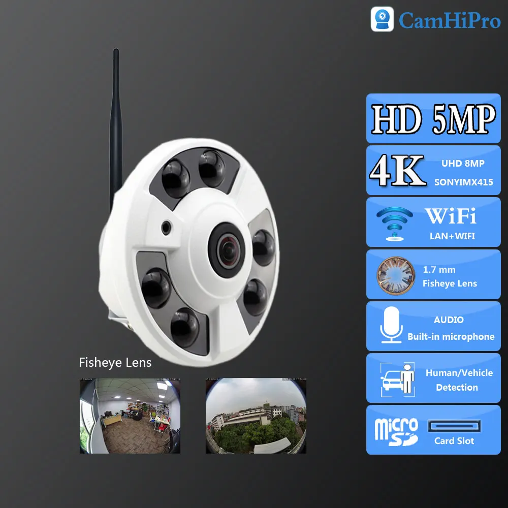 

C-RU.So-ny415 H.265 4K 8MP HD Wireless Security Wifi 5MP Vedio 1.7mm Fisheye Lens Audio Humanoid Detection IR Night Version