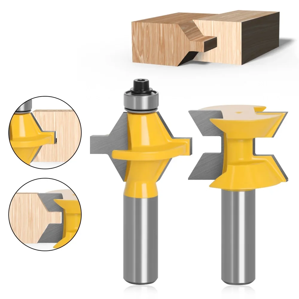 

2pcs 12mm 1/2" Shank 120 Degree Tenon Router Bit Set Woodworking Groove Milling Cutter for Wood Tools Tungsten Carbide