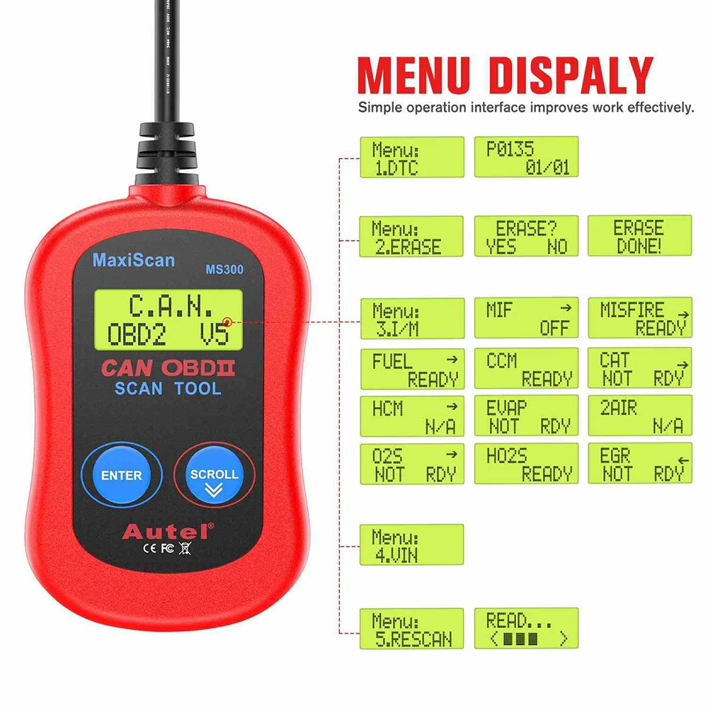 Daotong AUTEL_MS300\'OBD-II Fault Detector Reads Clears Error Codes Resets OBD Status