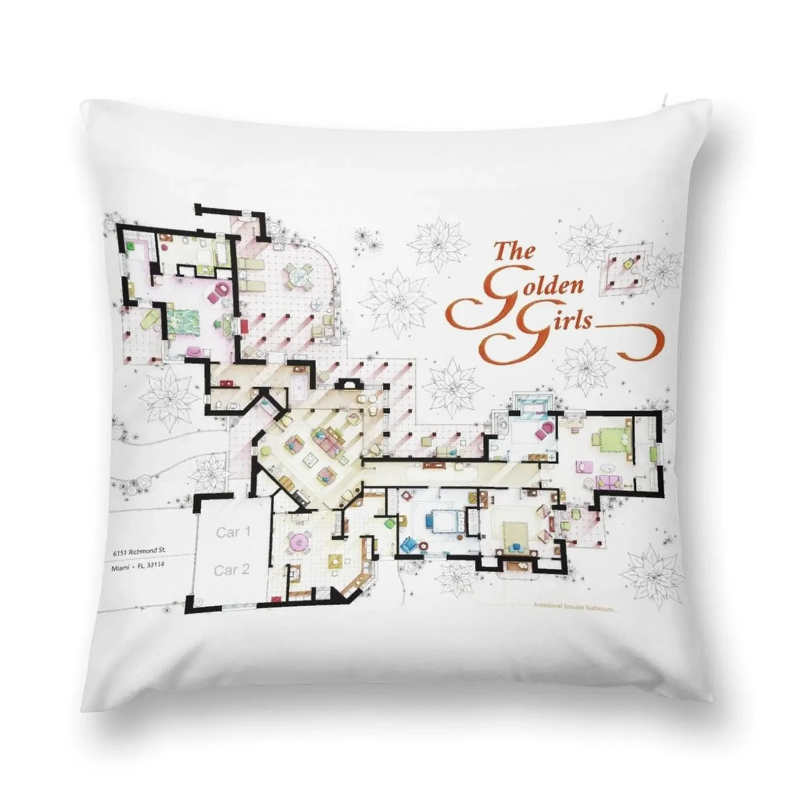 Floorplan from THE GOLDEN GIRLS Throw Pillow Sofa Cushions Cushion Cover Set Christmas Pillow Covers pillow