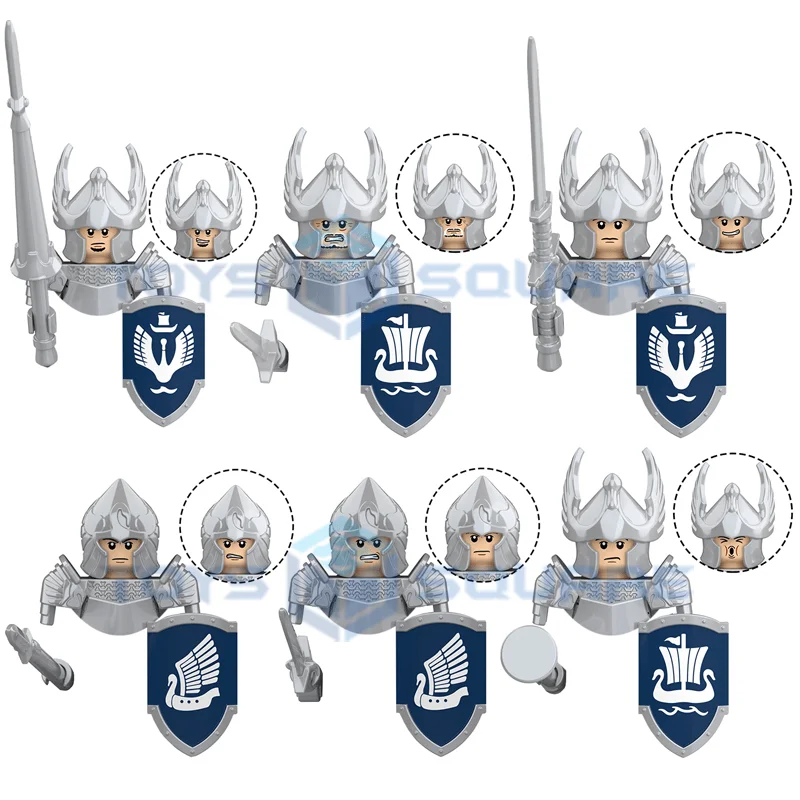 The Swan Heavy Knight Commander Pikeman Sword Guard Swordsman Trumpeter Model Blocks MOC Bricks Set Gifts Toys KT1051