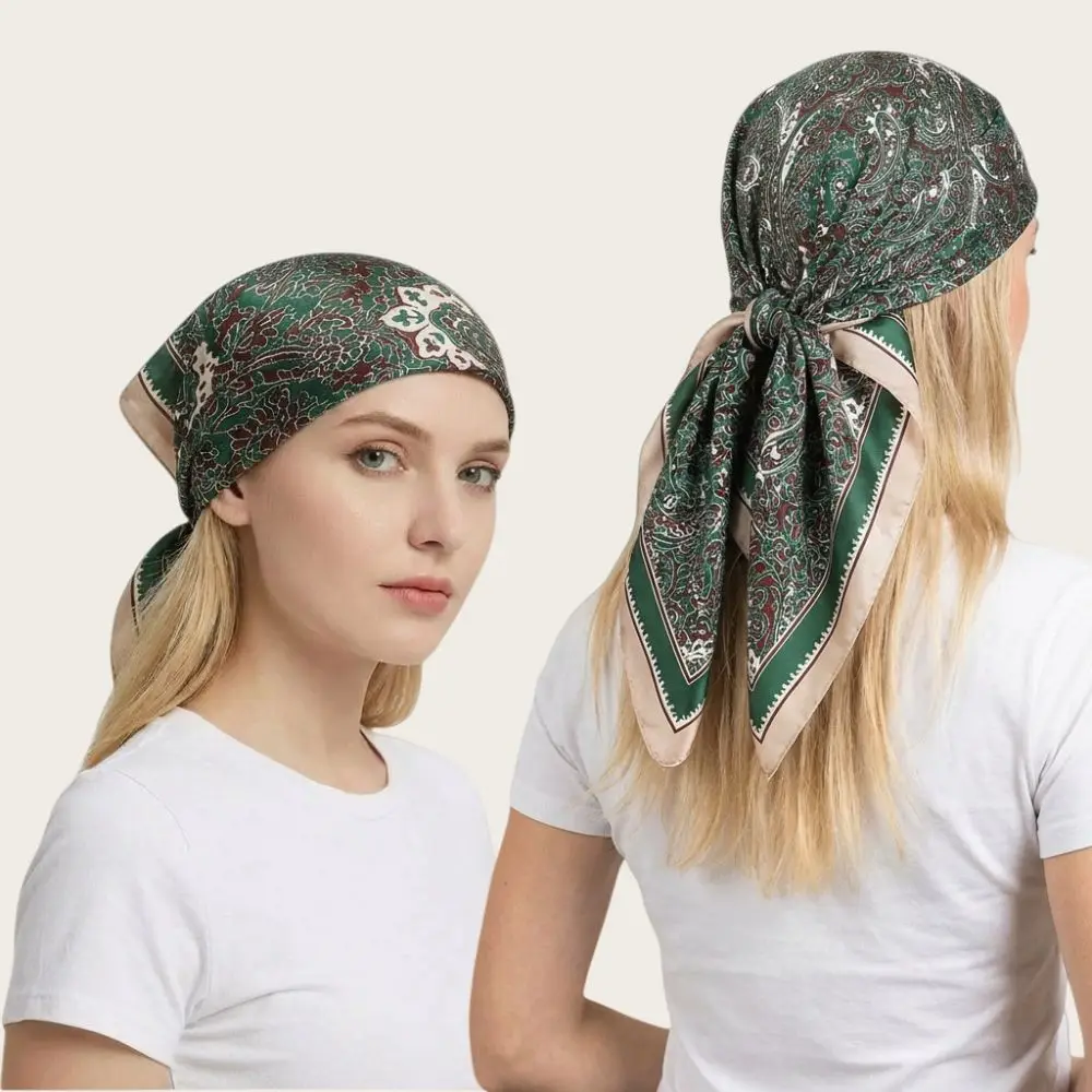 Silky Smooth Women's Headscarf Cashew Flower Pattern Breathable Arabic Square Scarf Versatile Sun Protection Middle East Shawl view 3