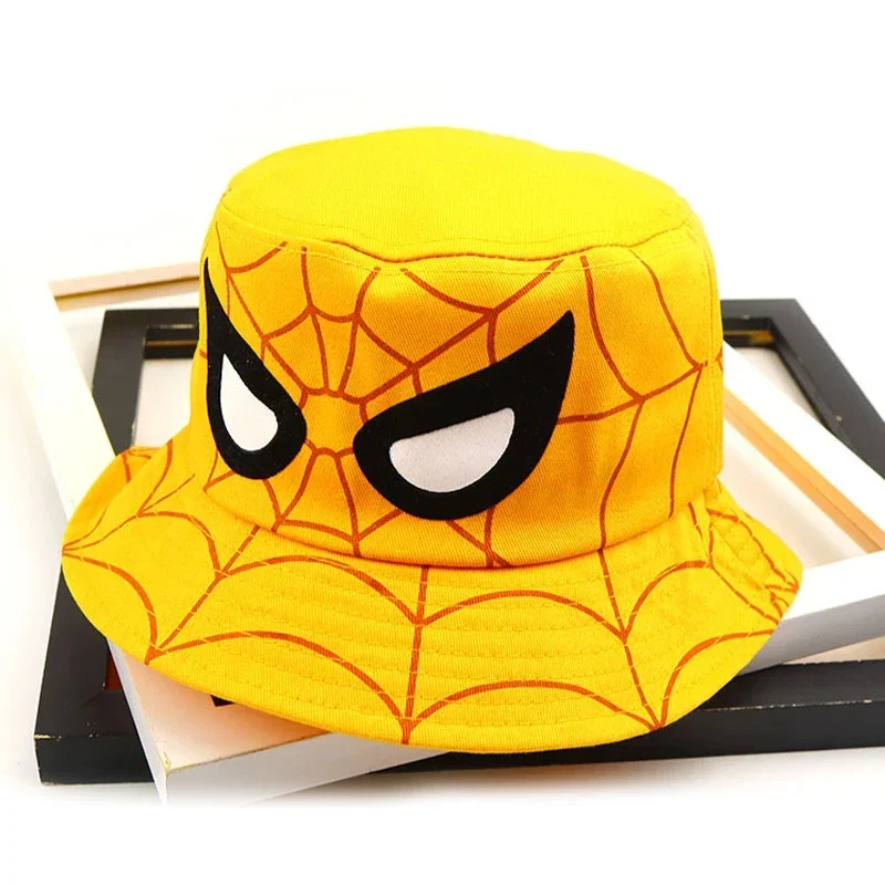 Cosplay Cartoon Spiderman Bucket Hat for Boy Girl Autumn Baby Fisherman Hat Red Blue Kids Panama Children Cotton Sun Cap 3-8Y