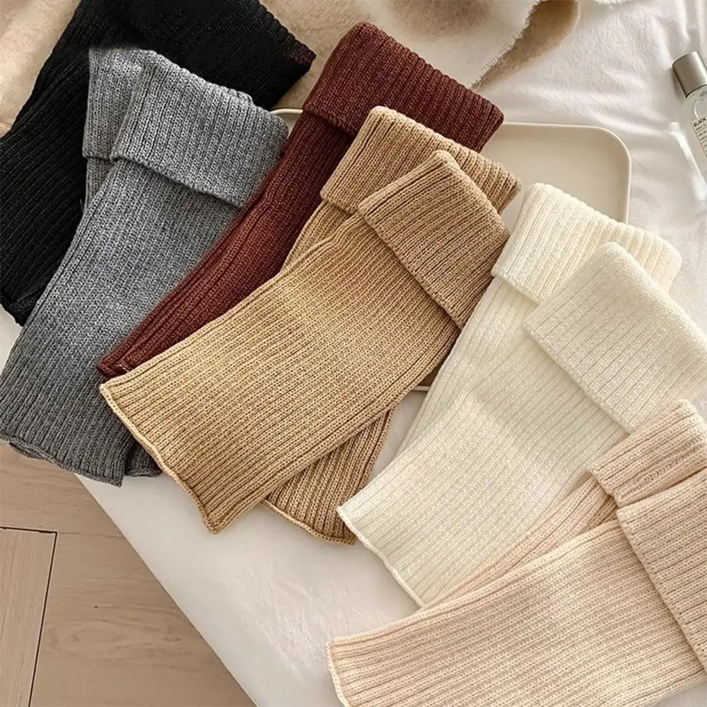 

College Style Piled Calf Socks Solid Color Y2K Lolita JK Leg Covers Japanese Harajuku Winter Knit Leg Warmers for Women