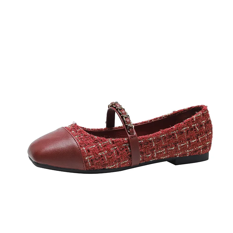 Sapatos Mary Jane retrô para mulher, senso design francês, estilo de perfume pequeno, bloco de cores, novo, 44, 44, primavera