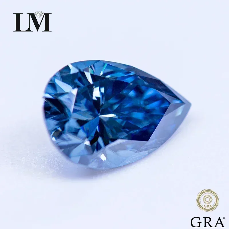 

Wholesale Moissanite Stone Natural Royal Blue Color Pear Cut Gemstone Lab Grown Diamond For Charms Woman Jewelry Making With Cer