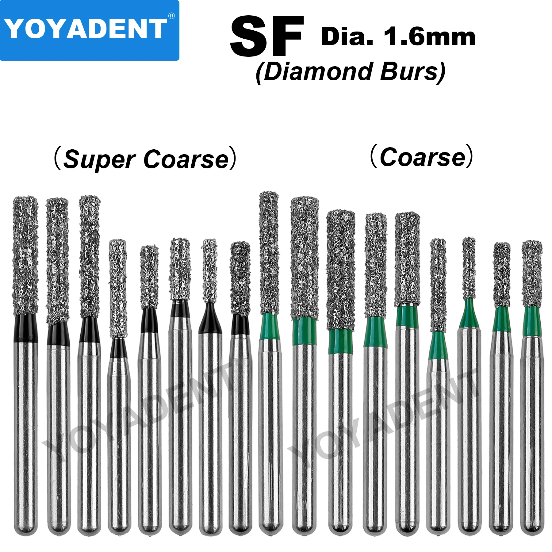 Fresas de diamante Dental tipo SF, taladros de odontología, fresa Dental para turbinas de alta velocidad, herramientas de dentista Dia.1.6mm, 10