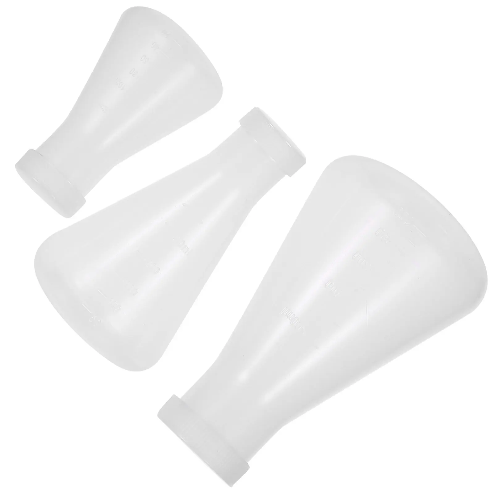Juego de 3 jarras Erlenmeyer, jarras cónicas de plástico transparente, base sólida, escala precisa para experimentos de química de laboratorio