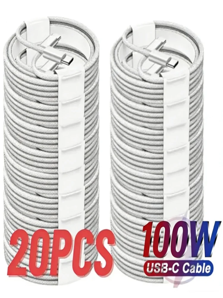 20 stuks PD 100W oplaadkabel voor iPhone 16 15 17 Pro Max iPad USB-C naar USB-C snellader voor Xiaomi Samsung Google Honor Type C kabel 1m - afbeelding 2