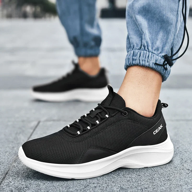 Outdoor Running Shoes Men Sneakers for Travel Hiking Lace Up Mesh Casual Shoes Breathable High Elastic Sole Plus Size 39-50