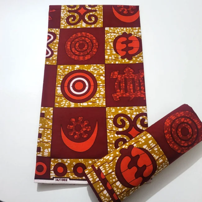 

Африканская ткань с принтом, вощеная ткань, Африканский хлопок 100%, высокое качество шитья, оригинальный принт, вощеная ткань, лоскутный материал 6 ярдов