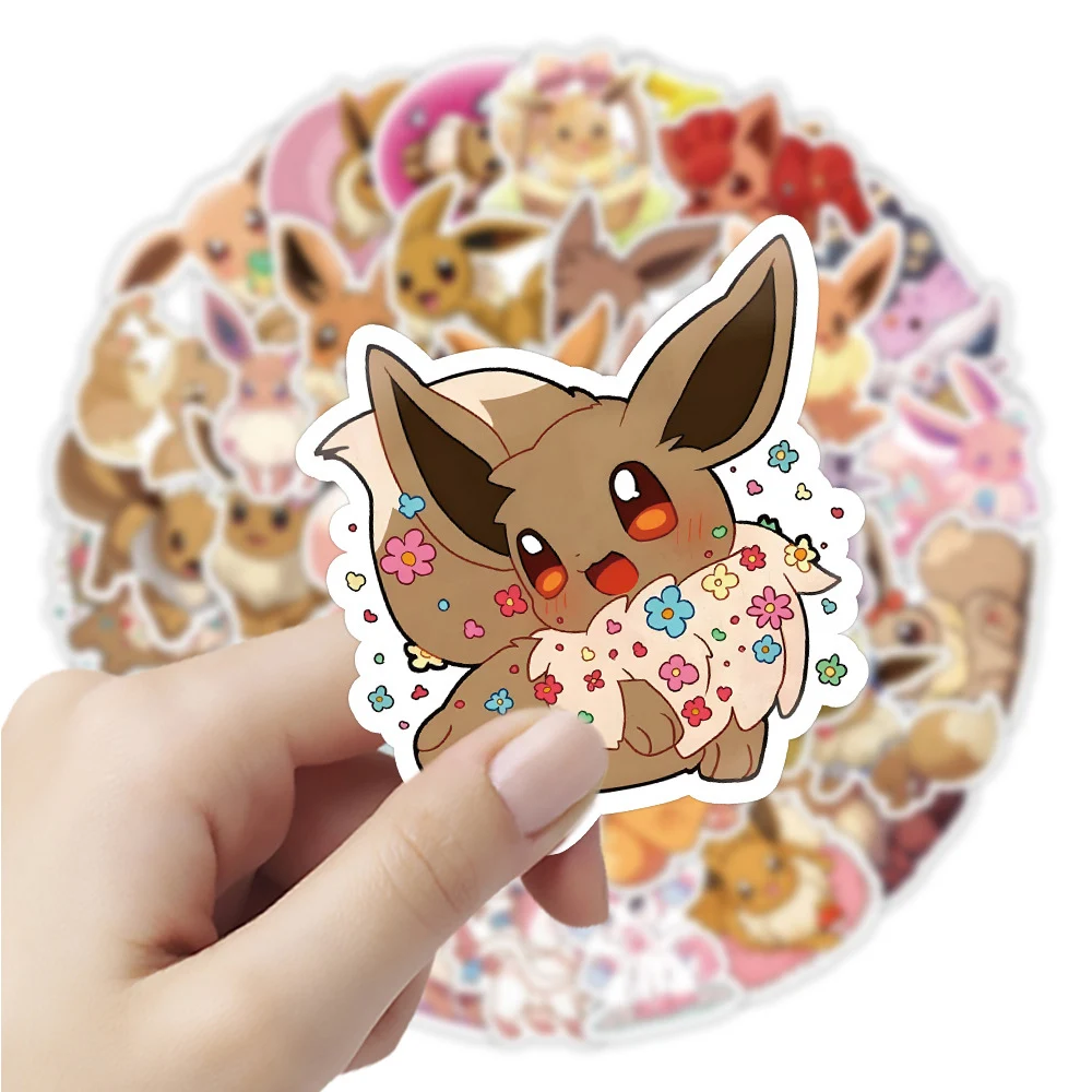 10/30/50pcs Kawaii Pokemon Eevee Stickers Anime Vaporeon Flareon Espeon Cartoon Decals DIY Laptop Suitcase Cute Sticker Toy Gift