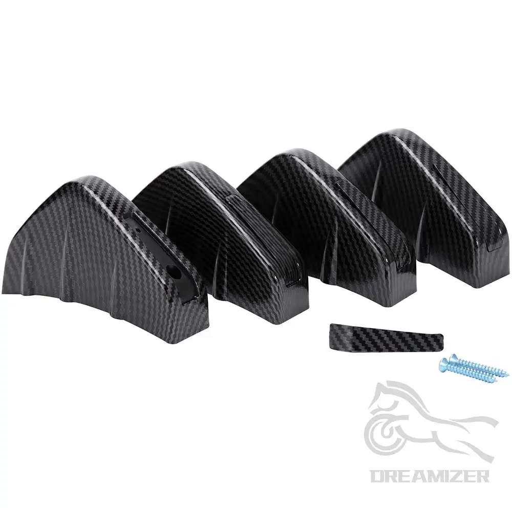 4pcs Rear Bumper Lip Diffuser Splitter Spoiler Shark Fins Car Auto Bumper Lip Anti-crash Cover Kit Bumper Deflector