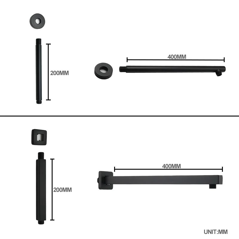 Round And Square G1/2 Wall Mounted Shower Arm 304 Stainless Steel Shower Head Holder Gold Shower Fixed Pipe for Shower Set