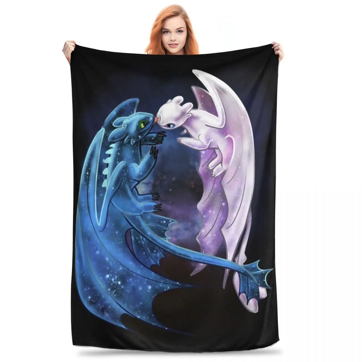 Dragon Heart Starry Dragons Toothless And Light Fury Blanket Fleece Breathable Sofa Throw Blankets For Couch Bedding Travel