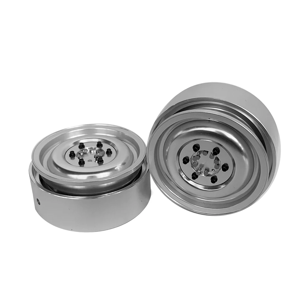 Wheel Hub Silver Rims 1.9-Inch Aluminum Alloy CNC Um406 Simulation Classic For 1/10 Tamiya RC Romote Control Truck Model Toy