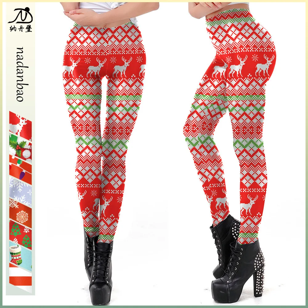 2024 New Women's Clothing Digital Printed Leggings Christmas Pants For Women