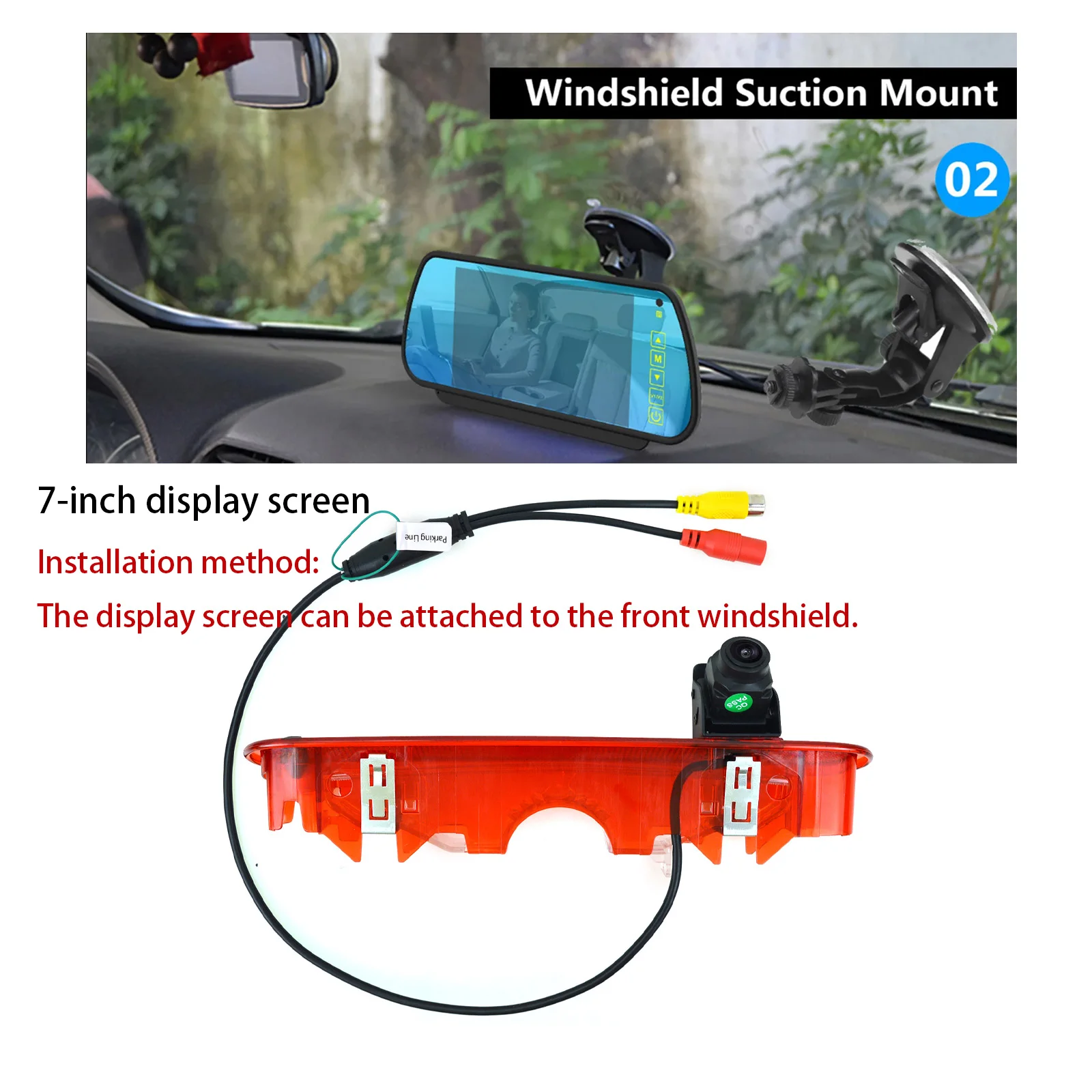 Caméra de recul pour feu stop arrière avec kit de moniteur 7