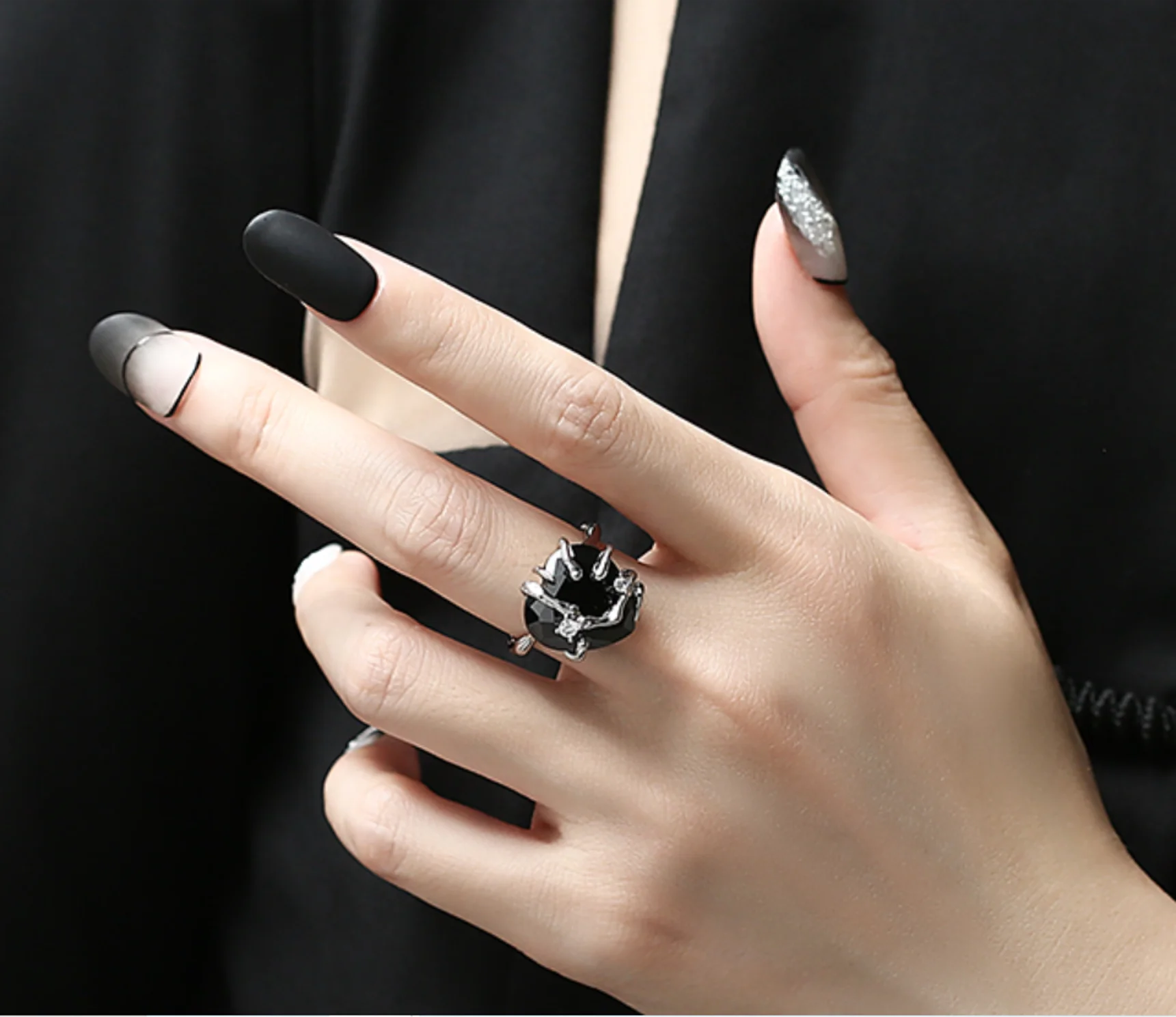 2022 new trend alloy Simple metal hip hop resin opening adjustable rings for women fashion jewelry