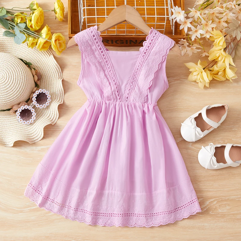 Cotton Girls Elegant & Casual Cami Dress for Summer Holiday Gift Elegant Dress for Baby Girl