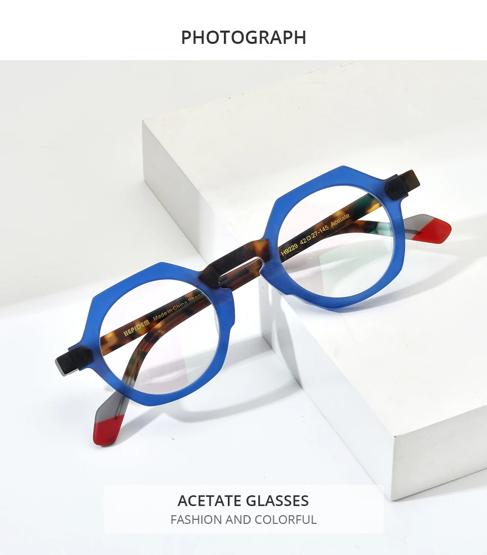 HEPIDEM Acetat Brille Frauen Marke Designer Runde Nerd Brillen Rahmen Neue Männer Dicke Japanische Handgemachte Große Größe Brillen 9229 – Detail 15