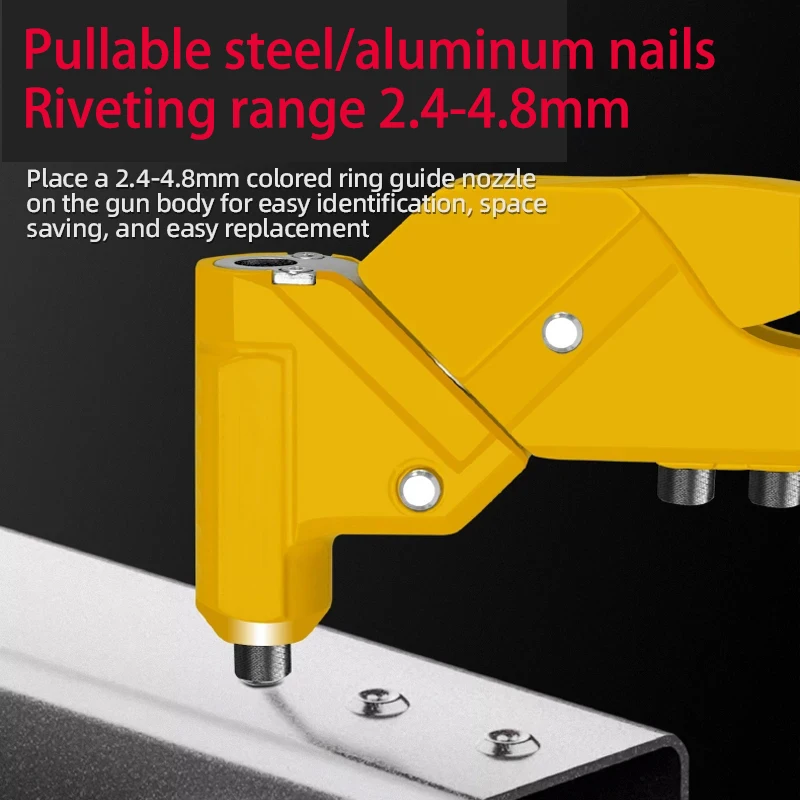 Single Handle Rivet Gun Set 360° Swivel Head Aluminum Hand Rivet Nut Set  Riveter Tool Hand Tools Scope of Use 2.4/3.2/4.0/4.8mm