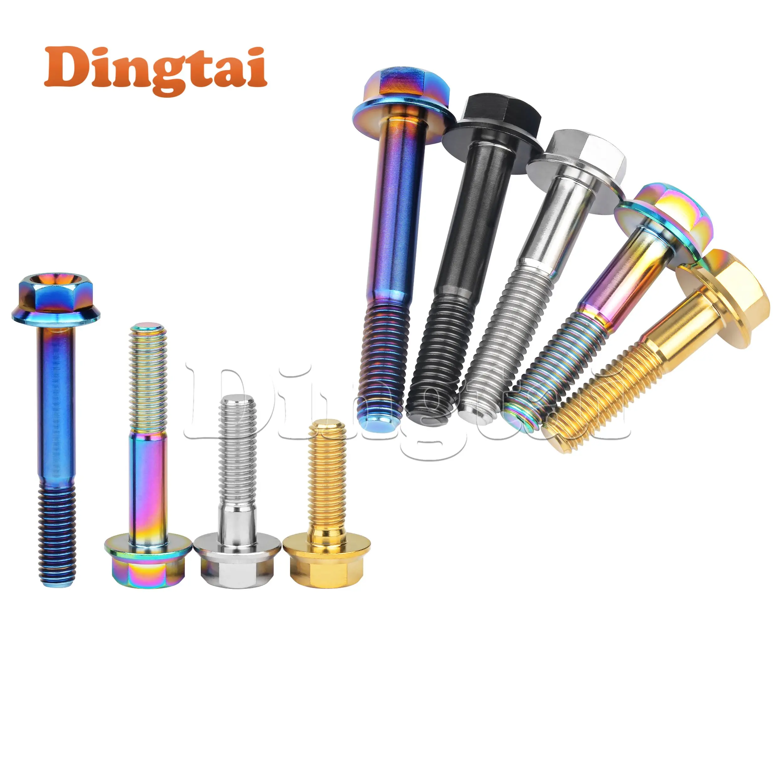 딩타이 티타늄 볼트 M8X15/20/25/30/35/40/45/50/55mm 육각 헤드 플랜지 볼트 오토바이 나사용