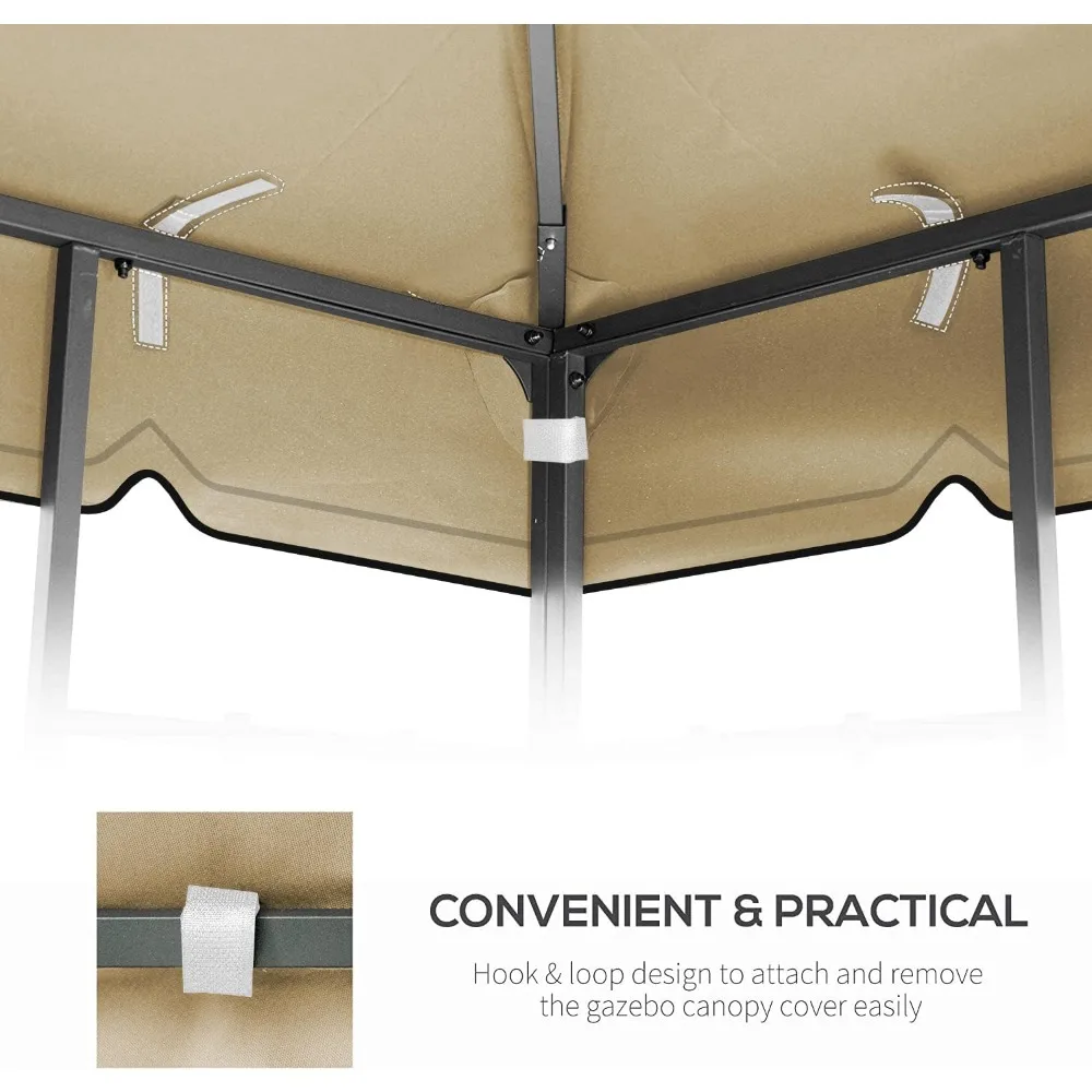 مظلة بديلة للفناء الخارجي مقاس 10 × 10 أقدام - غطاء علوي للسقف مزدوج الطبقات مع حدود جدارية رائعة - حماية من الأشعة فوق البنفسجية والماء