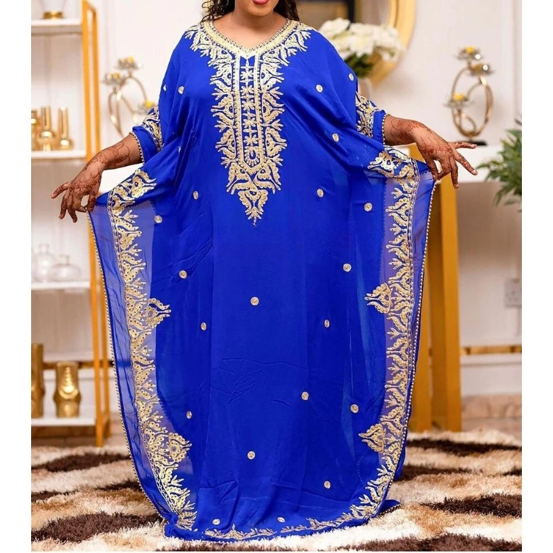 

Royal Blue Moroccan Fashion Dubai Caftanes Farasha Abaya Dress That Is Very Elegant and Long