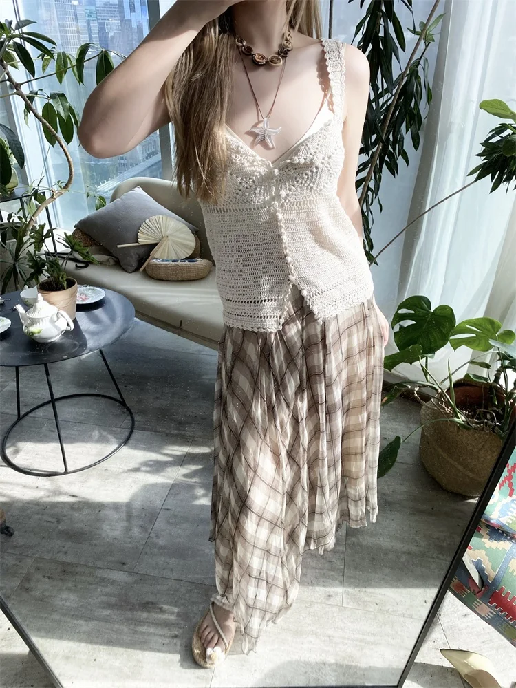 

Ele Вязаный абрикосовый топ ручной работы, связанный крючком от SUSAN Faionable, универсальный летний наряд, комплект из двух предметов, круглый Ne ort Sve