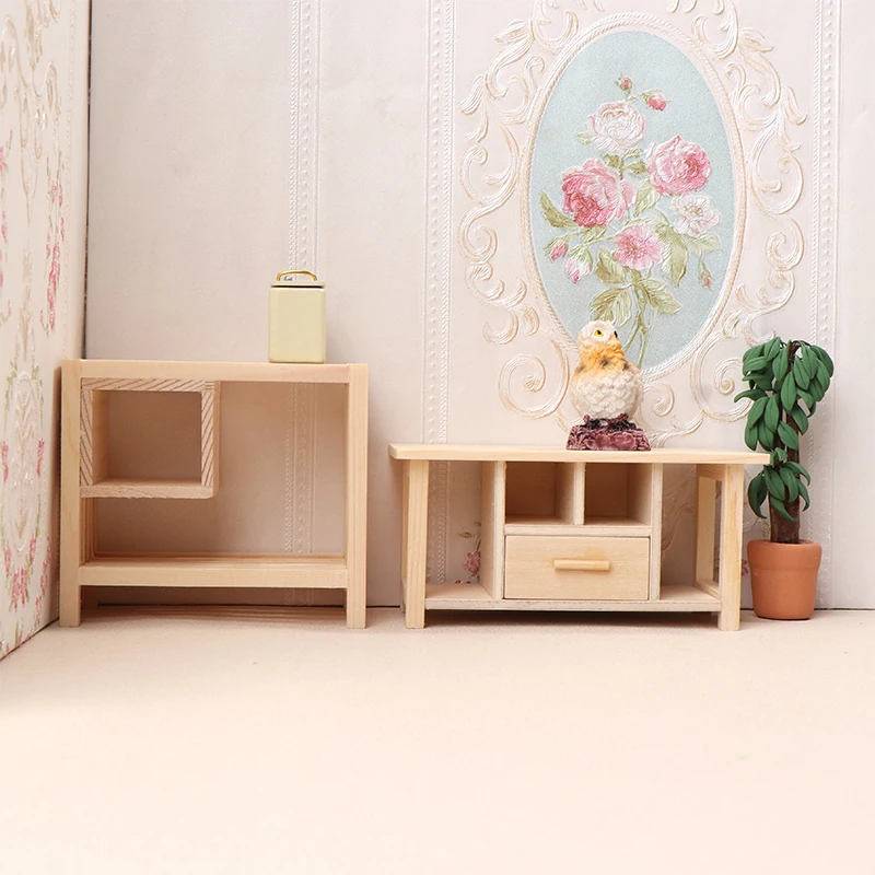 1:12 Dollhouse Miniature Furniture Storage Rack Sundries Rack Coffee Table TV Cabinet Living Room Kitchen Shelf Model Decor Toy