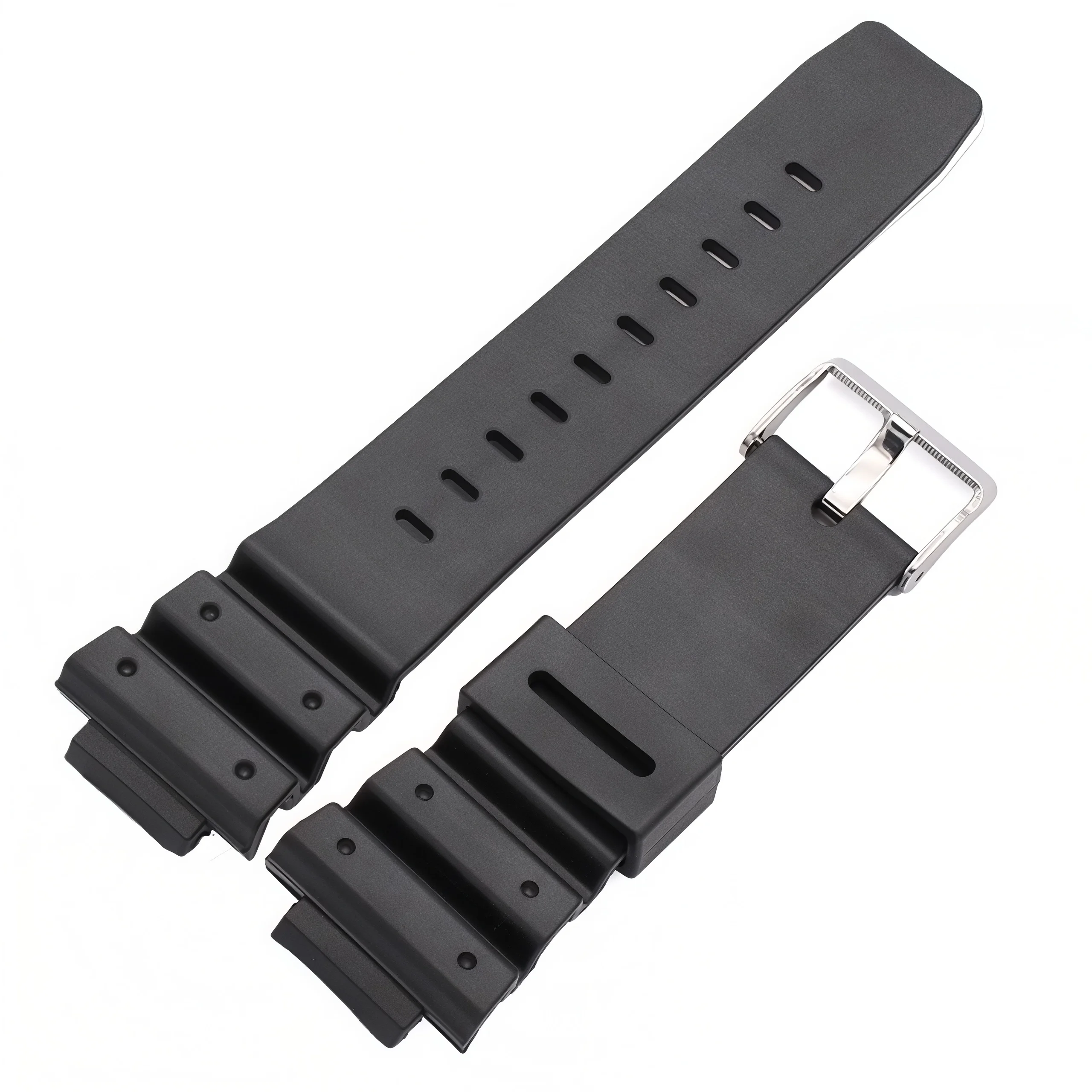 

16mm Rubber Watchbands Men Black Sports Diving Silicone Watch Strap Band Metal Buckle Accessories For 9052 Series