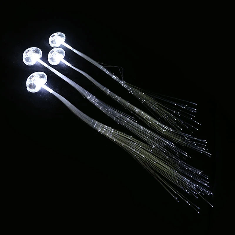 F3 20PC White Led Light Up Fiber Optic Hair Barrettes Hairpin Silk Flash Braids Wedding Birthday Gift Bar Christmas Party Garden