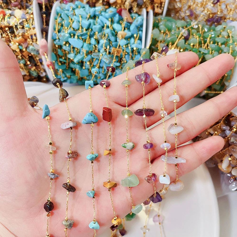 1Meter Irregular Natural Stone Chains Mixed Opal Bead Chains for Necklace Drop Earrings Supplies DIY Jewelry Making Accessories
