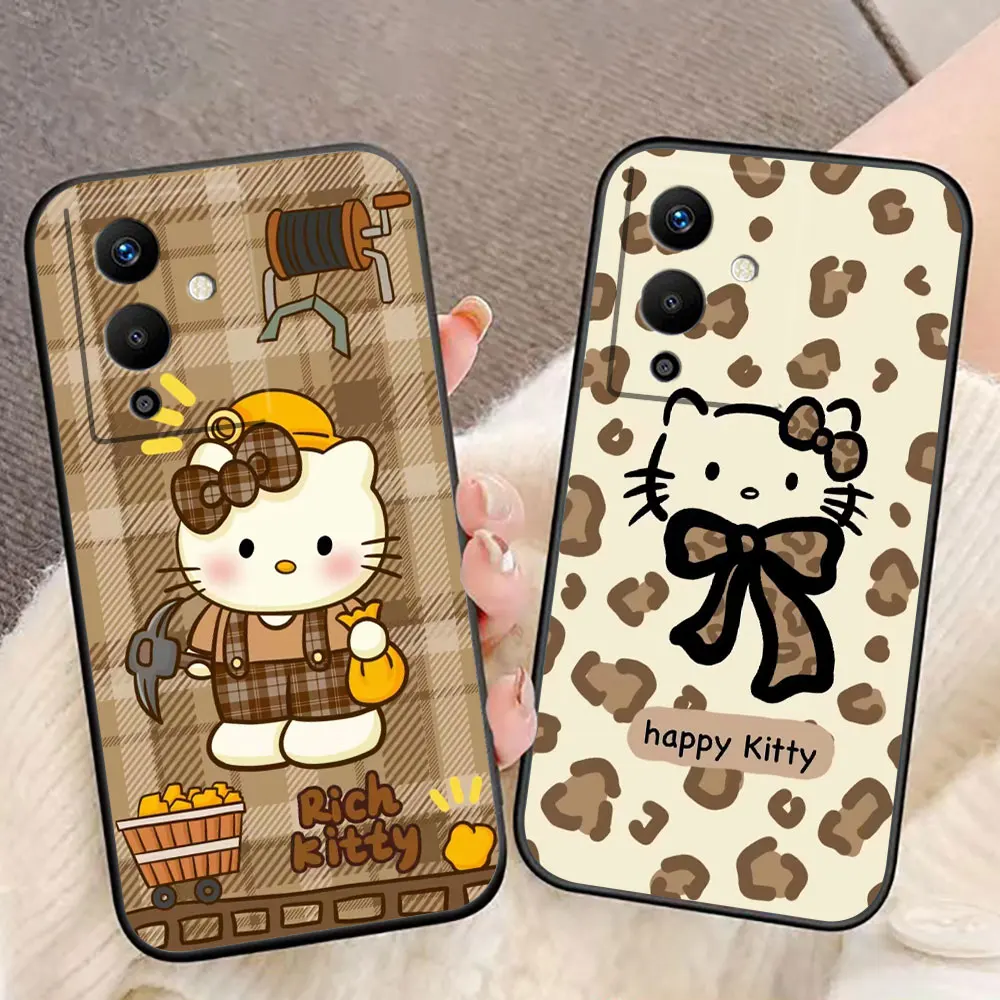 Vintage Cartoon Hello Kitty Phone Case For Infinix TECNO POP SPARK SMART 5 6 7 8 20 20C CAMON 20 30 POVA 6 5 4 2 ZERO 30 20 Case