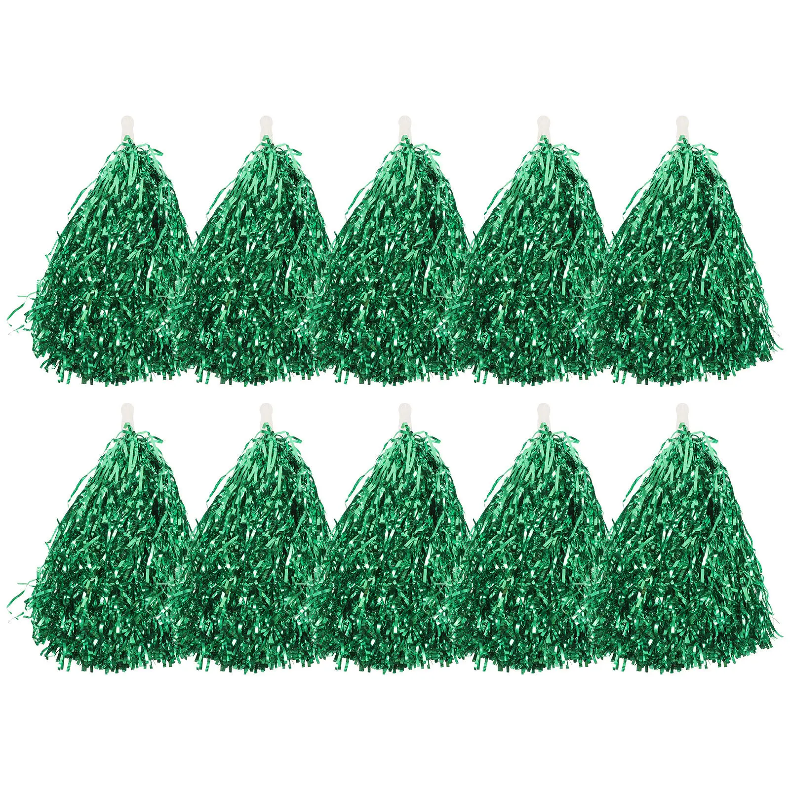 

10Pcs Cheerleader Pom Poms Plastic Gloss Cheer Props Handle Sports Game Accessories for Football Baseball Basketball