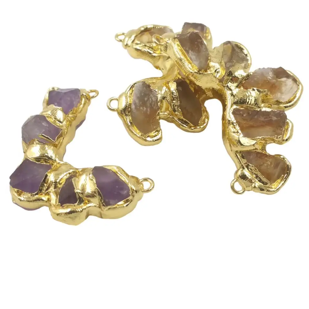 

WT-N1424 WKT 2025 New Style Yellow Citrine & Amethyst Necklace Beads 18Inch Long Chain The Best Design Gold Plated Hot