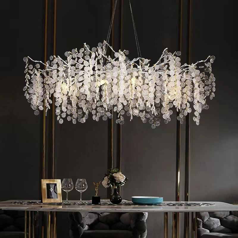 

Nordic modern crystal twig LED chandelier designer luxury ceiling dining room living room bedroom chandelier