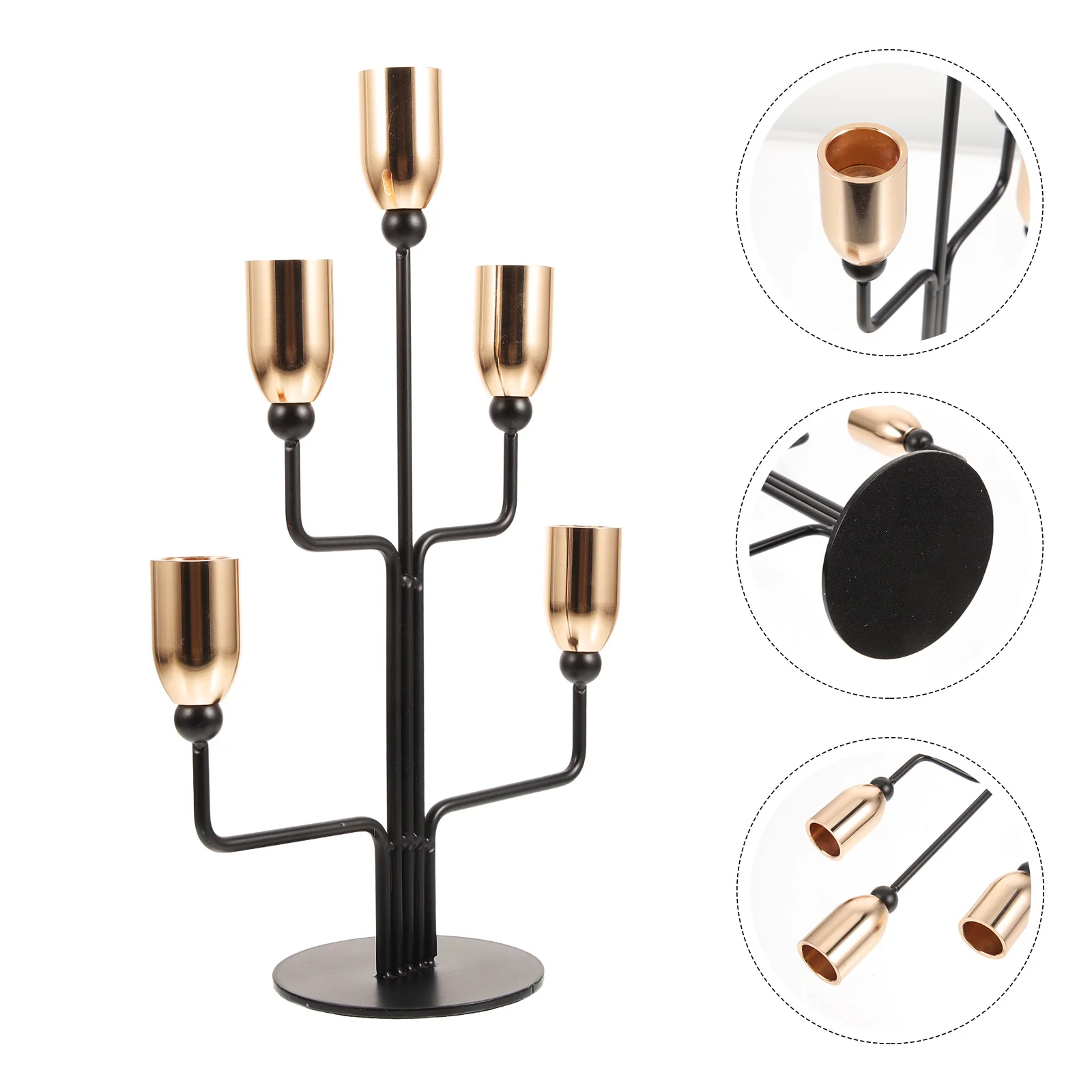 

5 Arms C elabra Holders Metal Decorations European Style Vintage Gold Metal C Shaped Sticks LED Wax C St