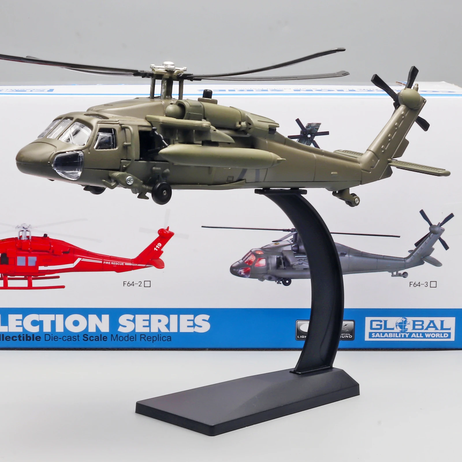 Black Hawk Helicopter Alloy Model with Display Stand & Gift Box Packaging Realistic Sound & Light Features Perfect for Display