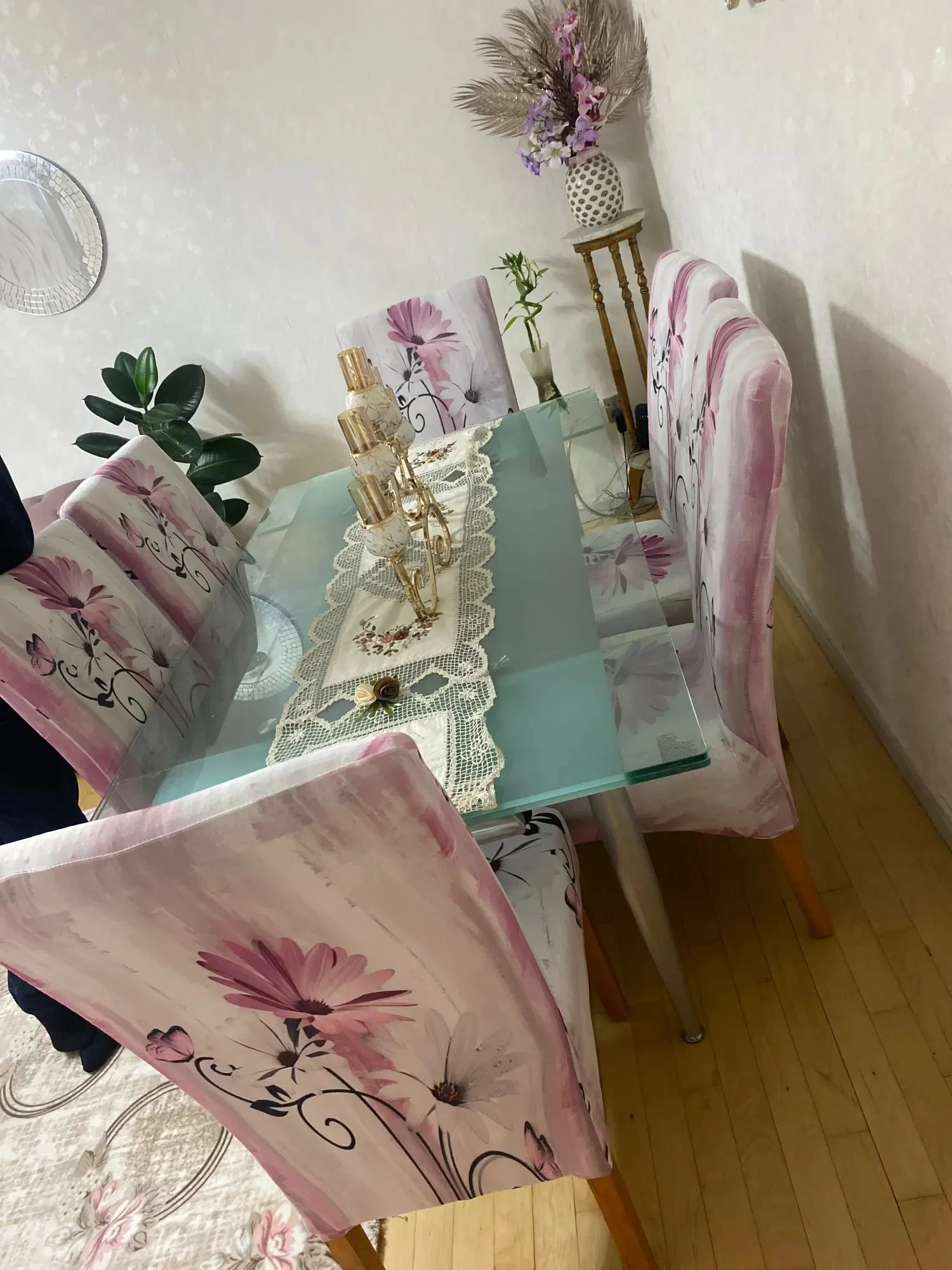 Plant Style Office Chair Cover Anti-Dirty Seat Elastic Dining Room Chairs Covers Flowers Pattern Covers Chairs Home Stuhlbezug