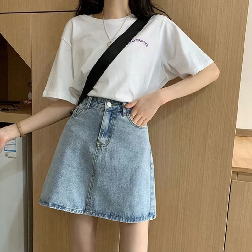 

Women Denim Skirts Straight High Waist Casual Sexy Girl Slim Mini Lovely Basic Vintage Students Ulzzang Chic Streetwear DURIKIES