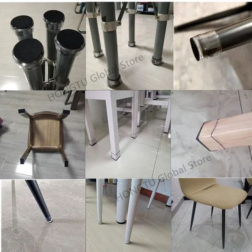 Imagen 2 del producto 4 Uds. Tapas para patas de mesa y silla, tapas redondas y cuadradas de PVC, cubierta para base de calcetín, almohadilla protectora antideslizante para suelo de muebles