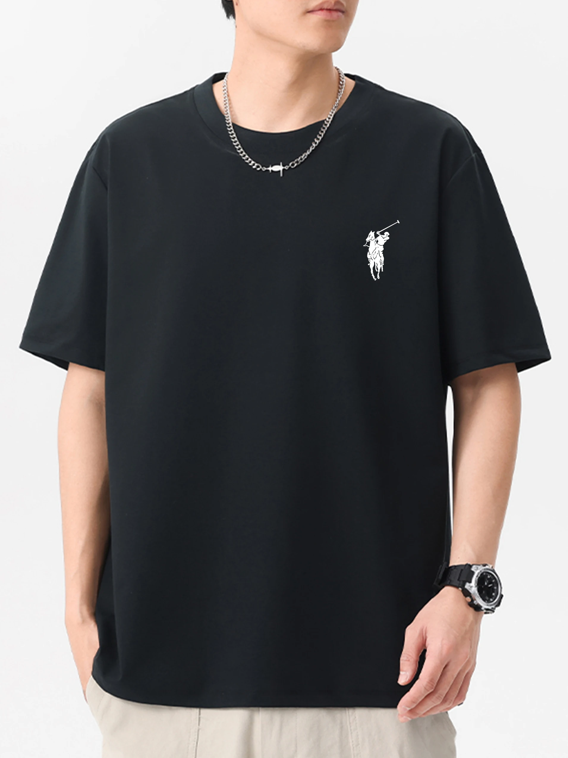 أزياء العلامة التجارية الرجال الكلاسيكية شعار الطباعة الملابس عارضة قصيرة الأكمام تي شيرت ارتداء اليومي تنوعا طاقم الرقبة أعلى تنفس المحملة #2