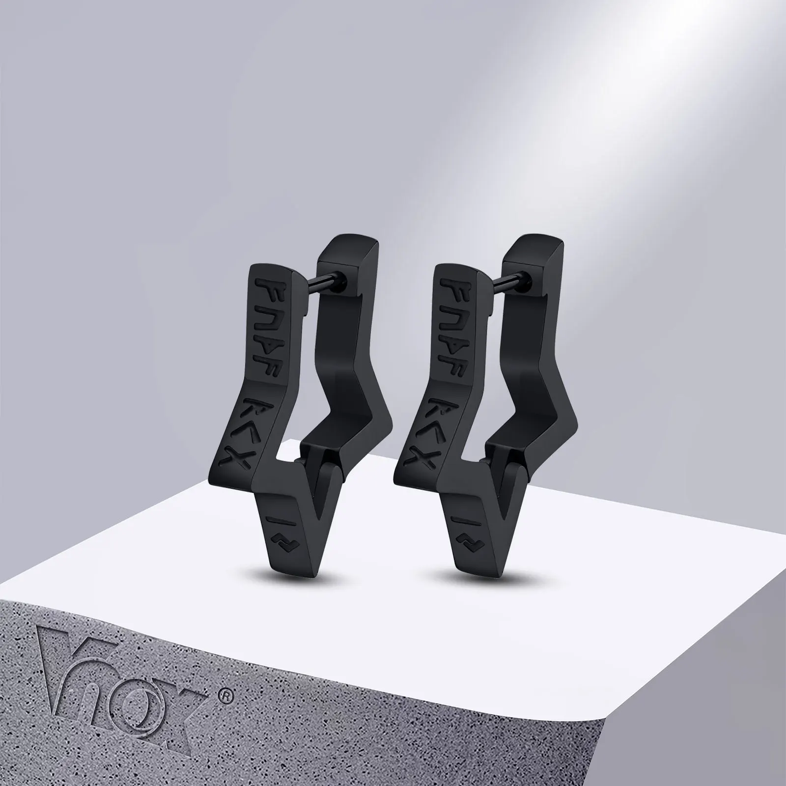 Vnox-pendientes vikingos nórdicos para hombres y mujeres, runas Retro, aros Huggie de estrellas de acero inoxidable, pendientes masculinos