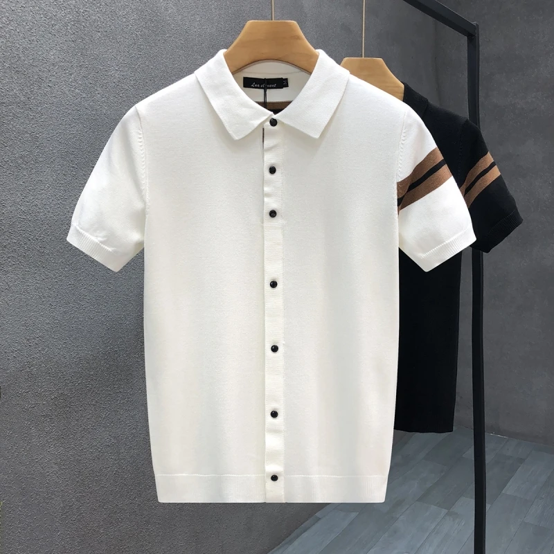 

Мужская летняя тонкая трикотажная футболка с воротником, повседневная, дышащая, охлаждающая, для тенниса и отдыха