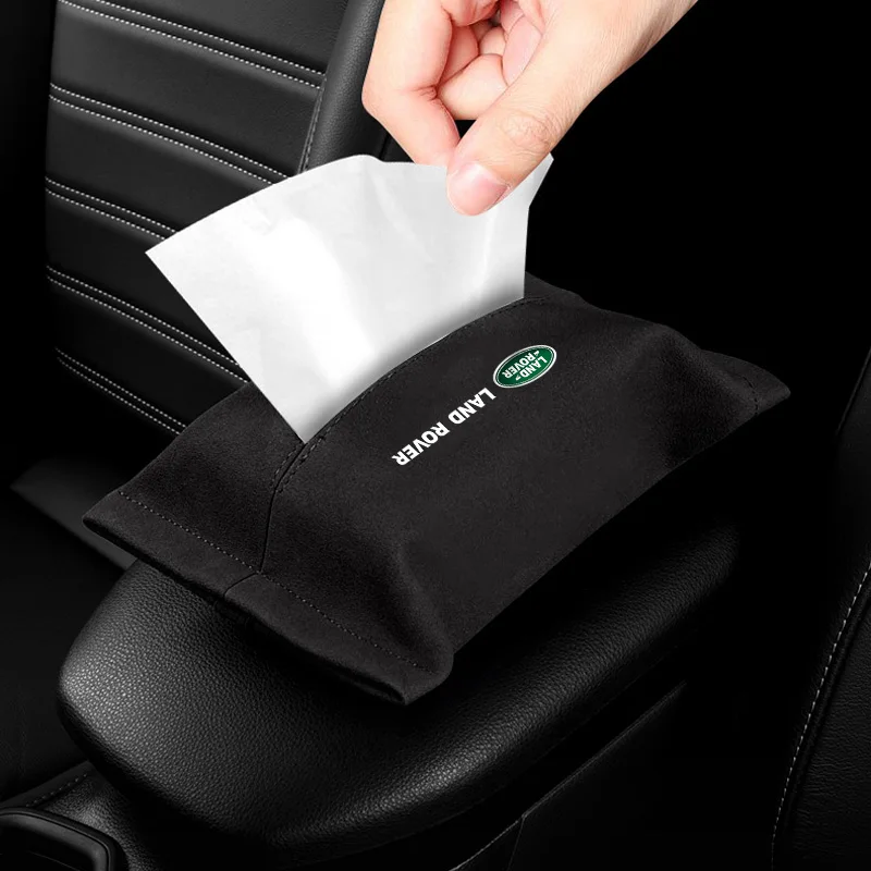 Car Suede Tissue Bag Protector For Land Rover Discovery Defender Range Rover Evoque SVR Velar Car Seat Back Tissue Box Interior