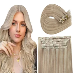 [Virgin Hair] Moresoo Clip in Hair Extensions Real Human Hair Brazilian 12 Months High Quality Extensions Full Head For Girls