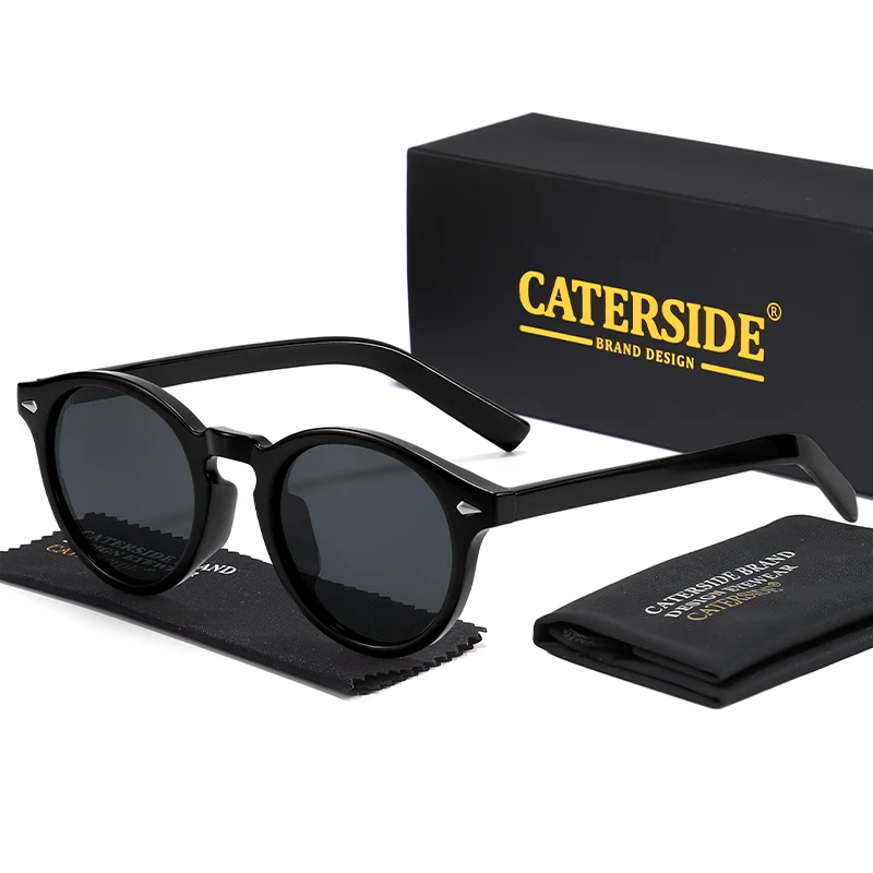 CATERSIDE Modische polarisierte Sonnenbrille für Herren, runder Tr-90-Rahmen, TAC-Linse, Sonnenbrille für Damen, für Reisen, Outdoor, Party – Detail 5